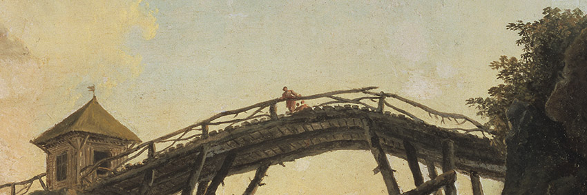 A wooden bridge, by Hubert Robert