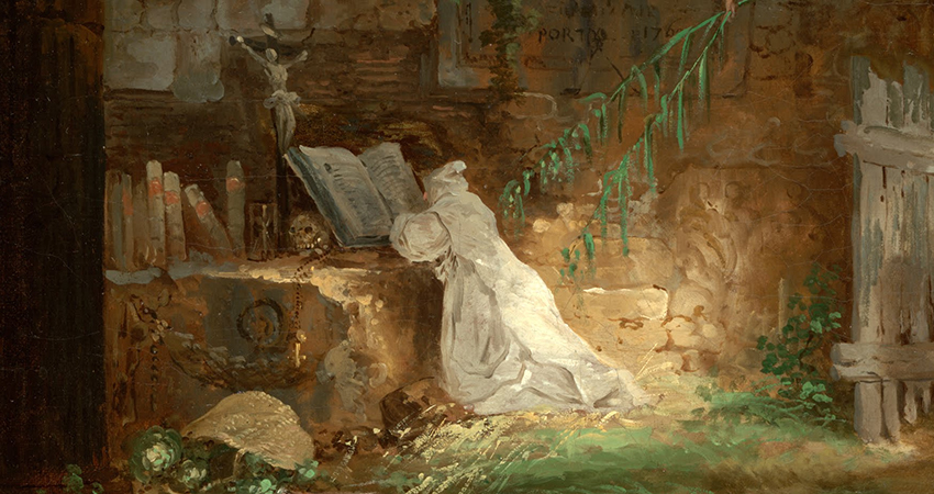 A hermit in prayer